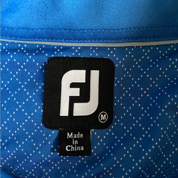 FootJoy FJ Golf Men's Blue Geometric Grid Performance Golf Polo Size Medium - Picture 6 of 6